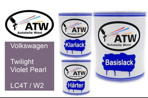 Volkswagen, Twilight Violet Pearl, LC4T / W2: 1L Lackdose + 1L Klarlack + 500ml Härter - Set, von ATW Autoteile West.